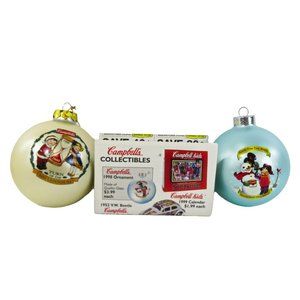 TWO (2) Collector's Edition 1998 & 1999 CAMPBELL'S SOUP Christmas Ornaments BOX